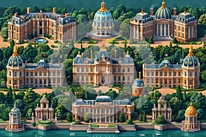 Versailles Palace Isometric Grandeur - AI Generated photo