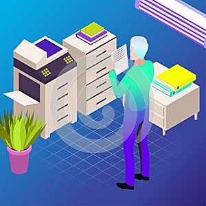 Vector illustration of office. Business icons. Communication between people. Work for company