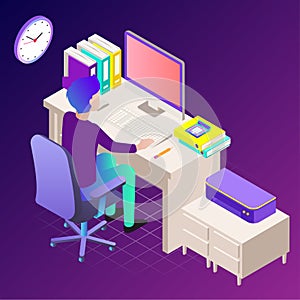 Vector illustration of office. Business icons. Communication between people. Work for company