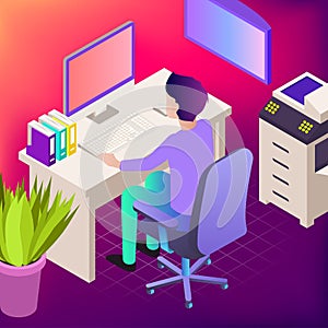 Vector illustration of office. Business icons. Communication between people. Work for company