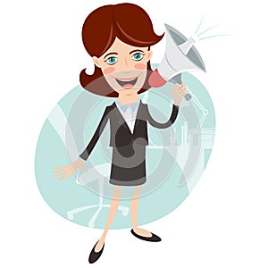 Vector Illustration of Office woman megaphone shouting