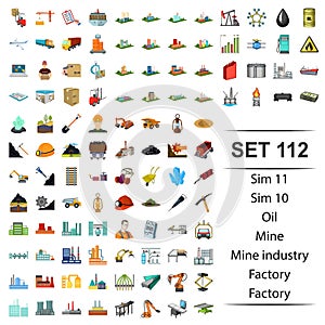 Vector illustration of oil ,mine industry, factory icon set.