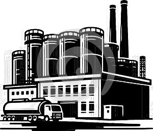 Vector illustration of an oil processing facility
