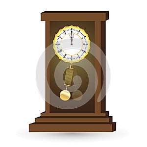 Vector illustration of old antique pendulum clock
