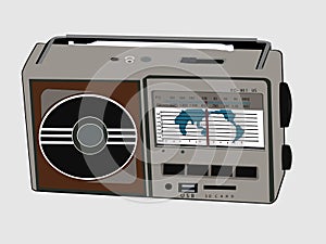 Vector illustration of old fashioned shortwave radio