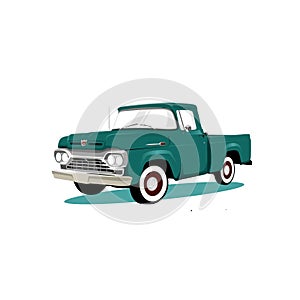 Vector Illustration The Old Ford Truck. photo