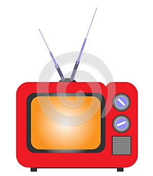 Vector illustration of old retro tv with antenna