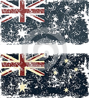 Vector illustration of old scratched flags of Australia