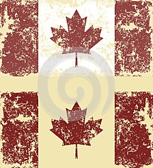 Vector illustration of old scratched flags of Canada