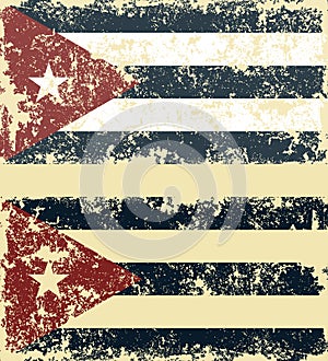 Vector illustration of old scratched flags of Cuba