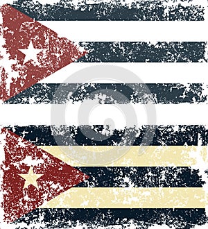 Vector illustration of old scratched flags of Cuba