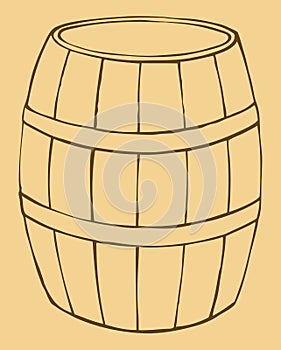 Vector illustration of old wooden barrel