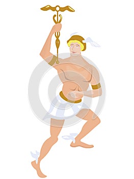 Vector illustration of the Olympic god Hermes photo