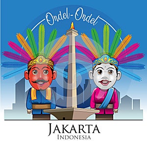 Ondel-ondel and Monas mascot of DKI Jakarta province photo