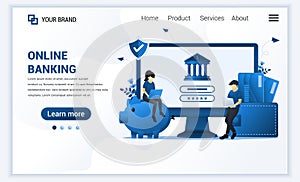 Vector illustration of Online banking, online financial investment concept. Modern flat web landing page template design for