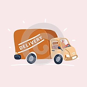 Vector illustration of Online delivery service and tracking app concept, online yellow delivery, Delivery home and