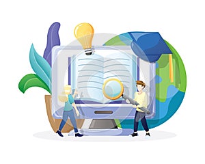 Vector illustration Online education or e-Learning concept