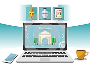 Vector illustration of online museum concept