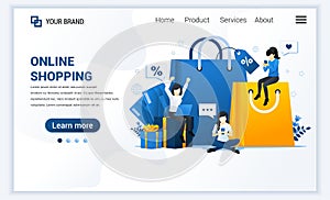 Vector illustration of Online shopping, E-commerce and retail concept. Modern flat web landing page template design for website