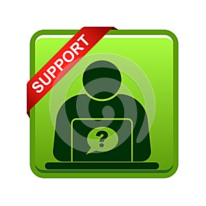 Online help support button green