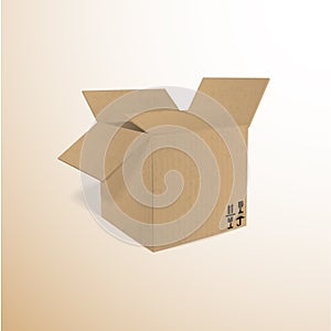 vector illustration of open brown box packaging. Vector illustration.