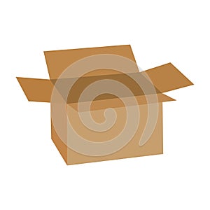 Vector illustration of open cardboard transportation symbols. Open cardboard box isolated on white background