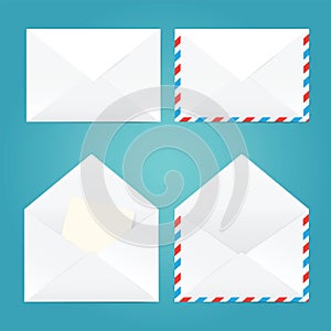 Vector illustration of open and closed envelopes.