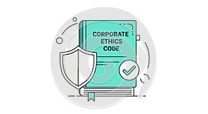 Vector Illustration of Open Corporate Ethics Code Book