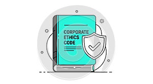 Vector Illustration of Open Corporate Ethics Code Book