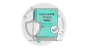 Vector Illustration of Open Corporate Ethics Code Book