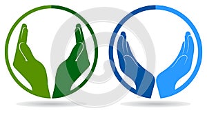 Open hands silhouette round logo