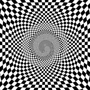 Vector illustration of optical illusion black and white chess background