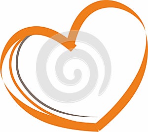 Vector illustration of an orange heart on a white background