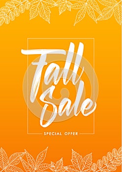 Vector illustration: Orange template of Fall Sale poster photo