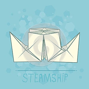 Vector illustration origami of paper steamship.