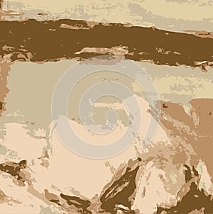 Vector Illustration from Original Painted Landscape Abstract Island Beach Sand Colors