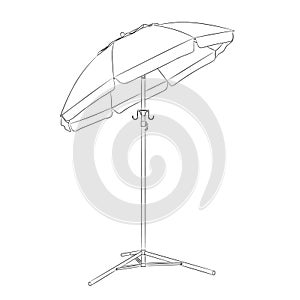 Line art illustration of large tilted sunumbrella photo