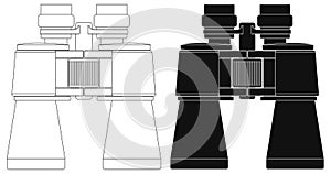 Vector illustration outline of binoculars