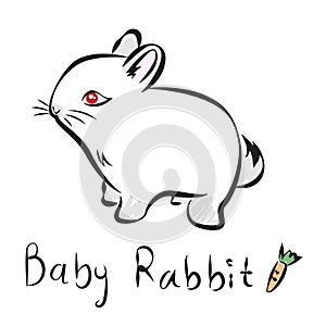 Vector illustration of outline lovely bunny on a white background