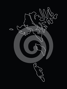 Outline Map of Faeroe Islands on black background photo