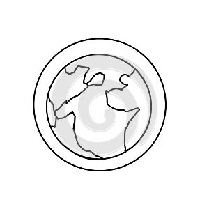 Vector illustration of the outline of the planet earth on a white isolated background. Icon for news and social networks