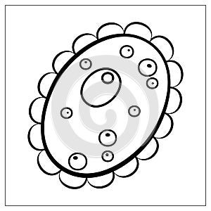 Vector illustration with outlines of bacteria, virus, cells, germs or epidemic bacillus. For web, logo, app, UI. Isolat