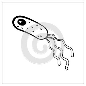 Vector illustration with outlines of bacteria, virus, cells, germs or epidemic bacillus. For web, logo, app, UI. Isolat