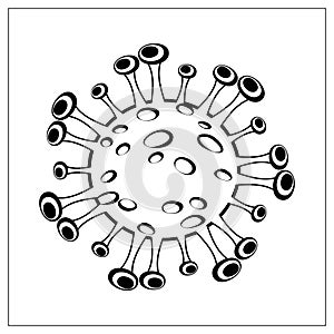 Vector illustration with outlines of bacteria, virus, cells, germs or epidemic bacillus. For web, logo, app, UI. Isolat