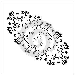 Ilustraciones contornos de bacterias, células bacterias o epidemia bacilo. telarana designación de la organización o institución,,. aire 