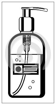Vector illustration with outlines of Hand sanitizer bottle icon. For your web site design, logo, app, UI