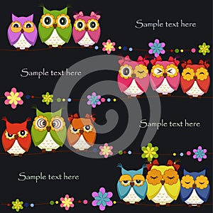 Vector illustration. Owls