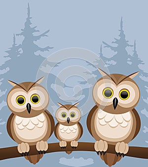 Vector illustration. Owls.
