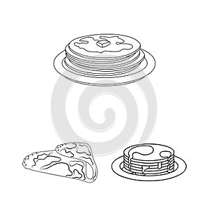 Vector design of pancake and stack icon. Set of pancake and syrup stock symbol for web.