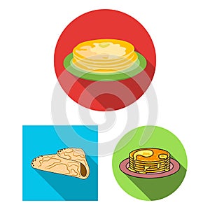 Vector illustration of pancake and stack symbol. Collection of pancake and syrup stock vector illustration.